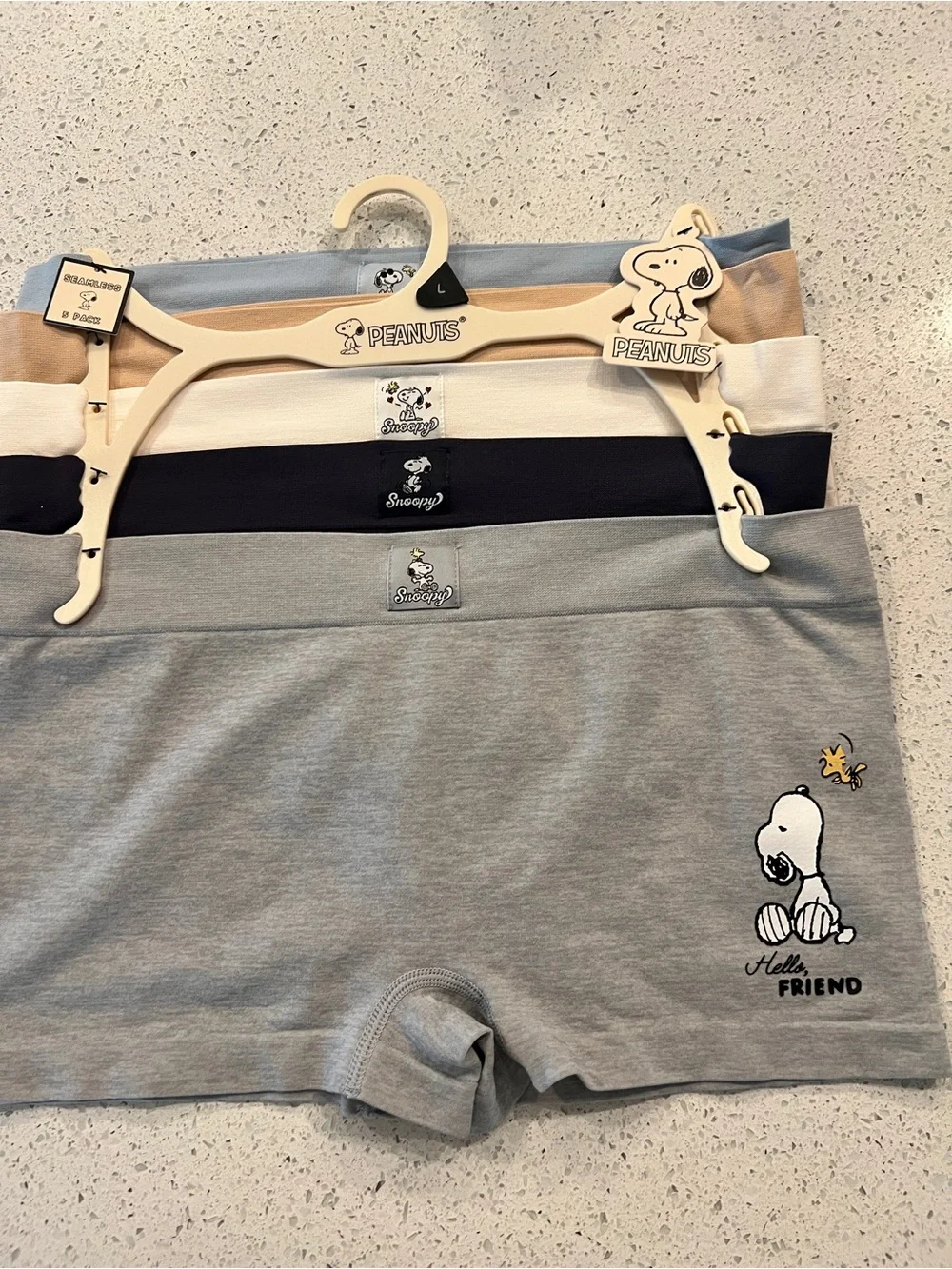 Peanuts Snoopy 5 pack panties, hello friend with woodstock  L